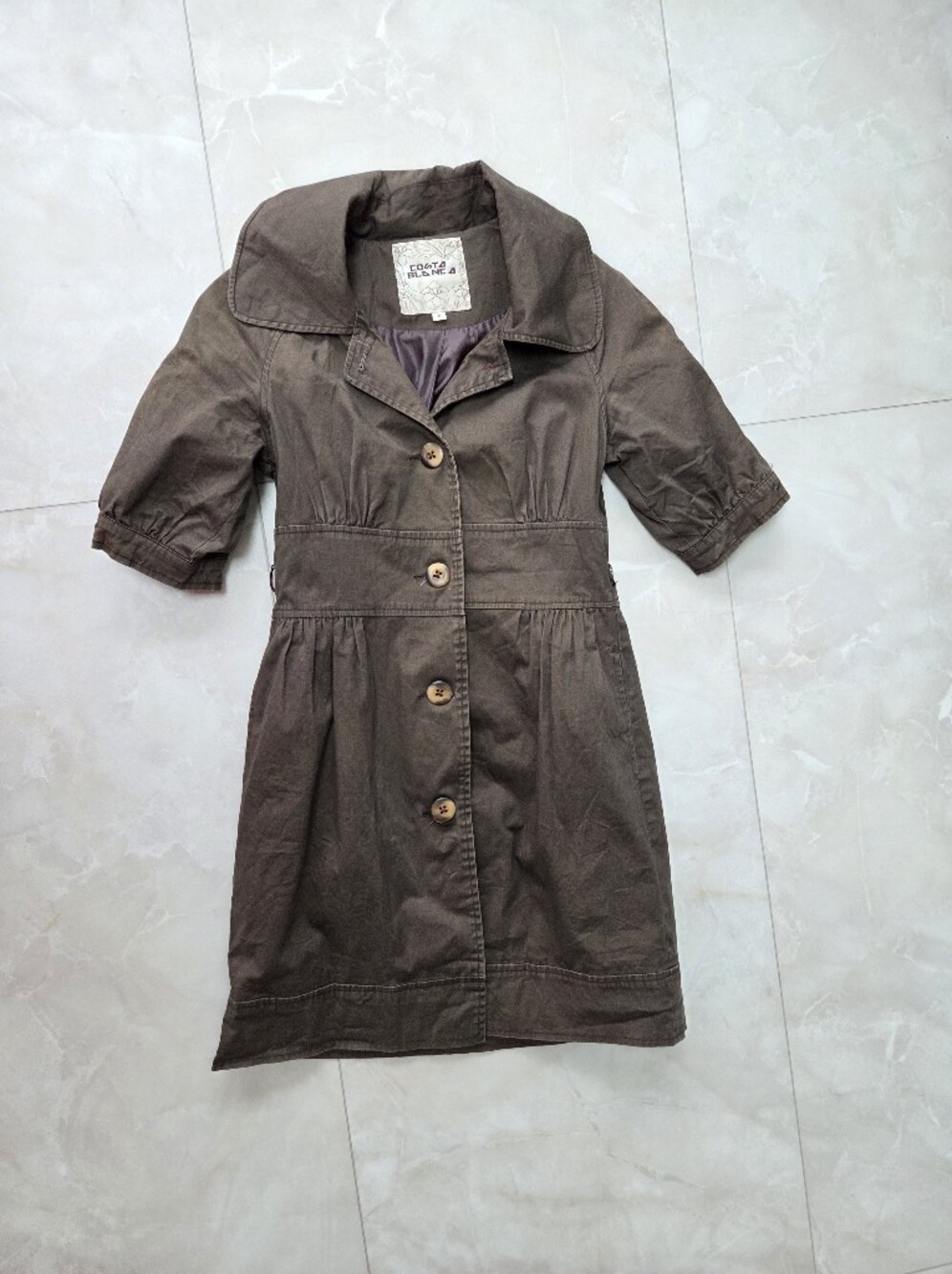 Costa Brown Button-Front Dress Coat